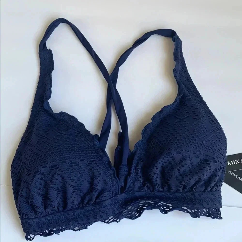 A.N.A Swim Navy Blue Lace Bikini Top, Swim Brief Plus 2X NWT - Picture 3 of 15